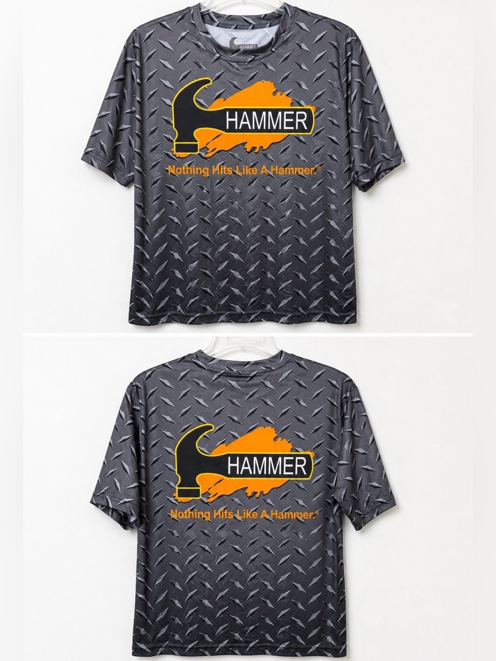 Hammer Bowling Jersey Shirt L Diamond Plate All Over Print 2 Sided Graphic FLAWs